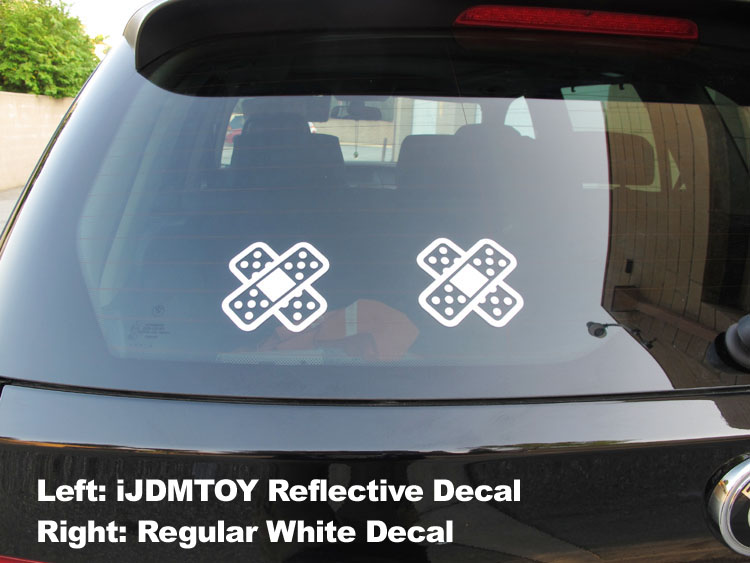 iJDMTOY Reflective Vinyl Decal vs Regular White Decal