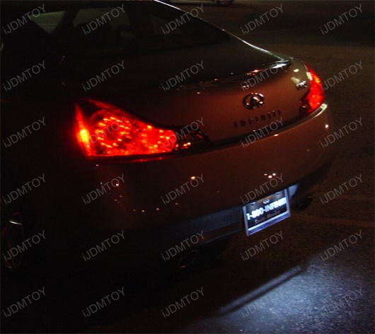"I Love JDM" License Plate Frame + 1 pair Xenon White/Ultra Blue LED License Plate Lights Combo