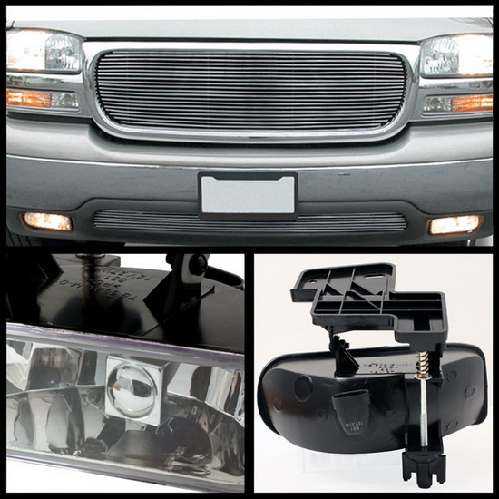 1999-2002 GMC Sierra 1500 2500 1500HD 2500HD 3500 C3 Yukon Clear Housing OEM Style Fog Lights