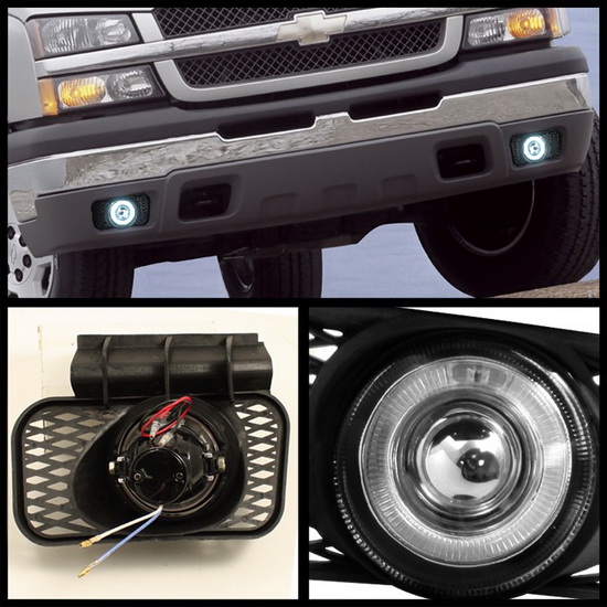 03-05 Chevy Silverado Avalanche Smoke Halo Projector Fog Lights