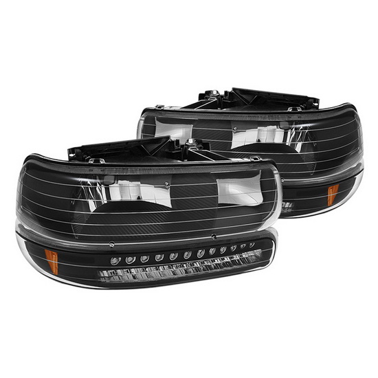 99-02 Chevy Silverado 1500/2500 Black Housing Euro Headlights