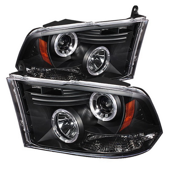 2009-14 Dodge Ram 1500 Black CCFL Halo LED Projector Headlights