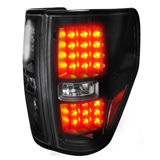 09-12 Ford F150 Black Housing Clear Lens Euro Style LED Tail Light