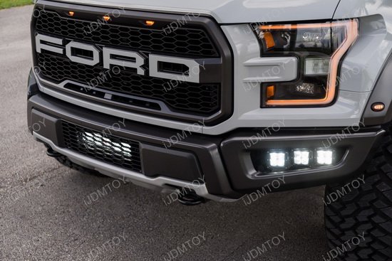 2017-up Ford Raptor 120W Triple CREE LED Fog Lamp Kit w/ Mount Brackets