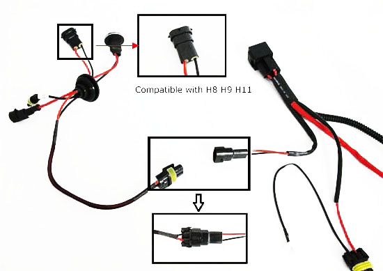 H3 H4 H7 H11 9005 9006 HID Conversion Kit Relay Wire ... 9007 hid relay harness diagram 