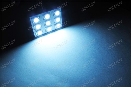 White 9 SMD LED Interior Dome Panel Lights DE3175 2825  