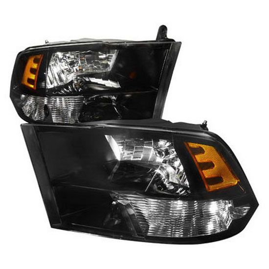 09-11 Dodge RAM Black Housing Euro Style Reflector Headlights